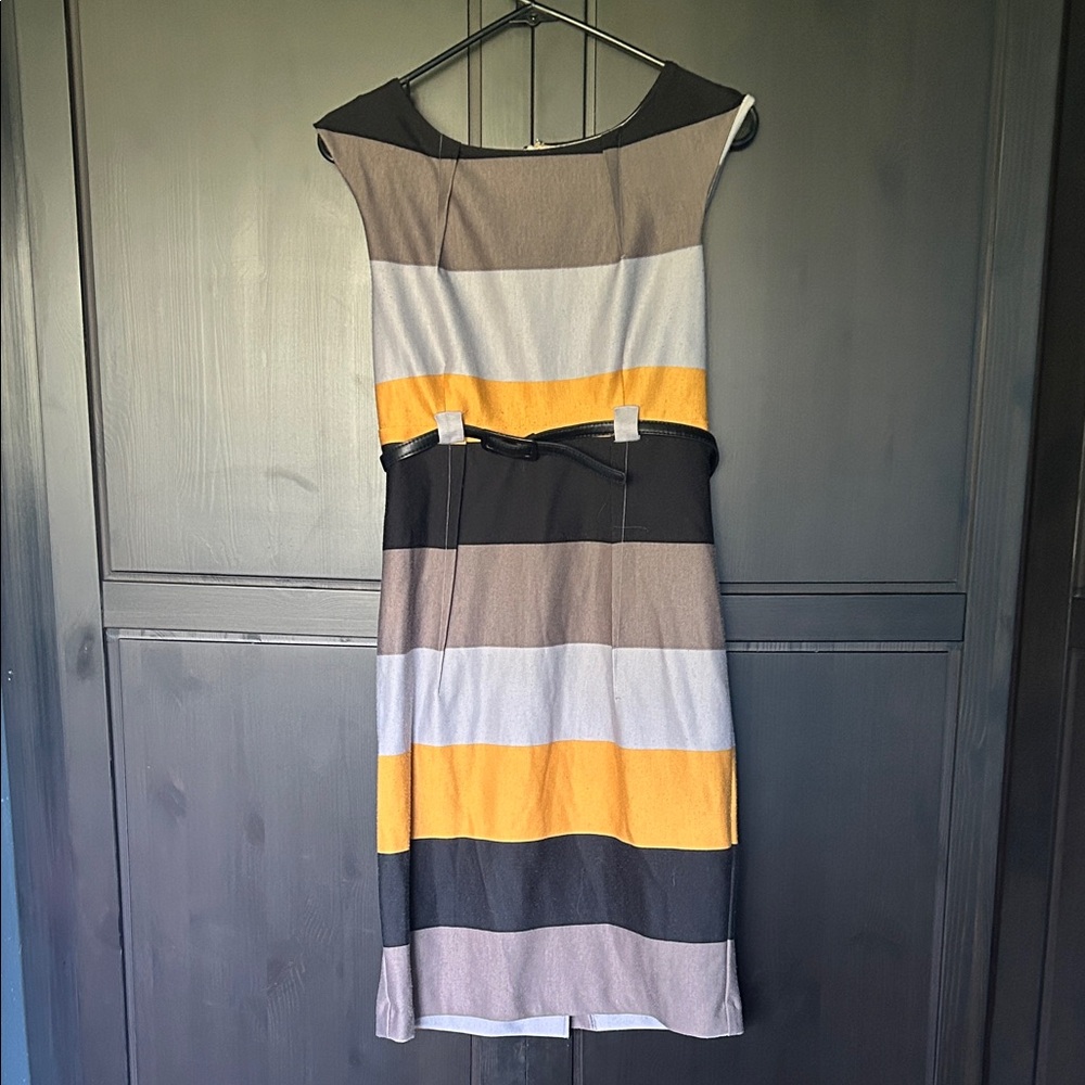 Shelby & Palmer Colorblock Midi Dress - Black, Gray, Yellow